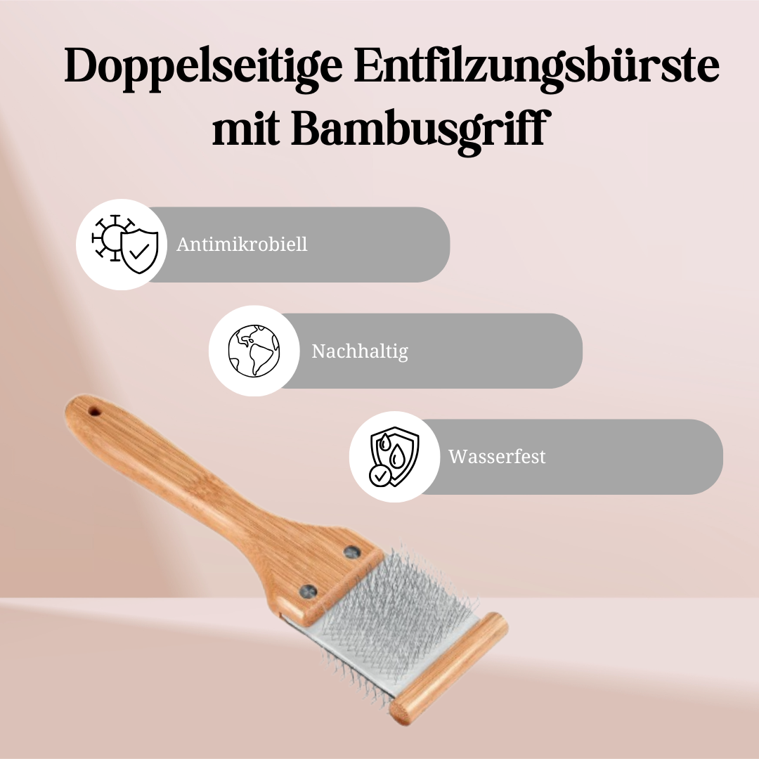 Doppelseitige Hundebürste Zupf- und Entfilzungsbürste mit Bambusgriff "Bella" von ARTERO